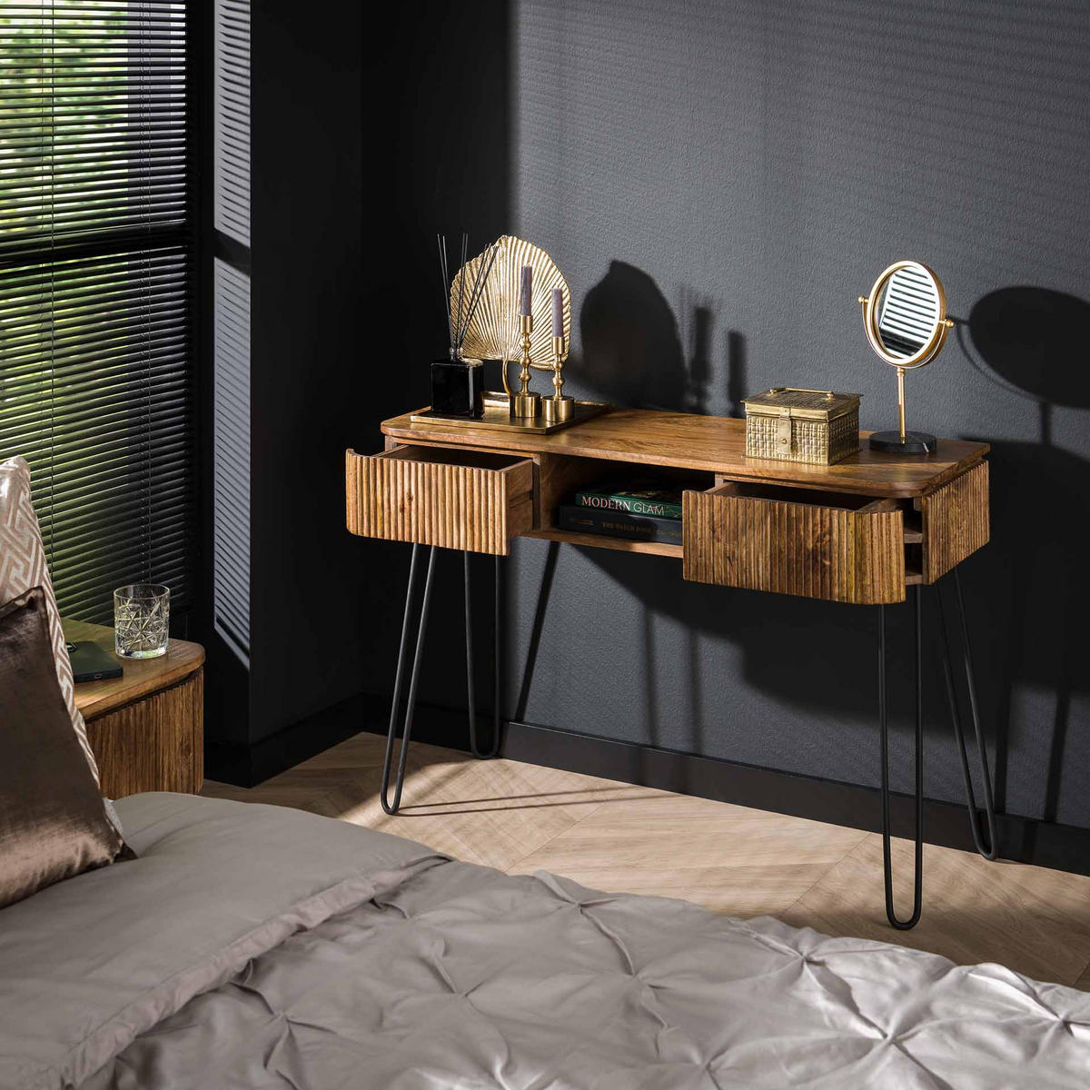 SCHMINKTISCH Wave Braun 40/110/77 cm - Braun, Holz (40/110/77cm) - Hoyz Collection