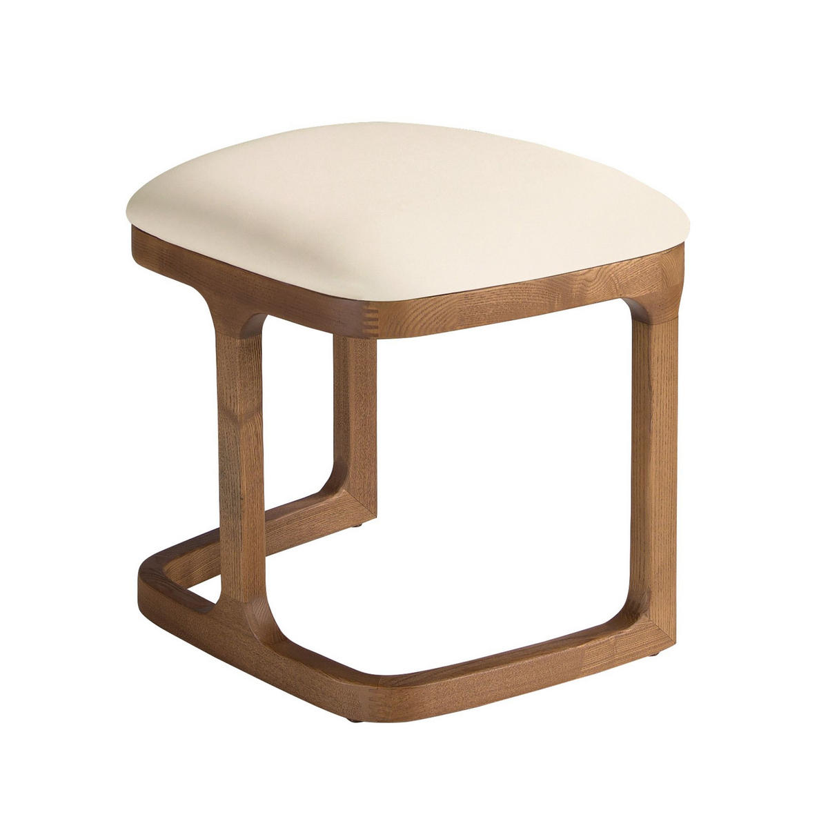 SITZBANK aus sandfarbenem Kunstleder, Walnussbeine, 48 x 42 x 43 cm - Sandfarben/Walnussfarben, Leder/Holz (48/43/42cm) - ANGEL CERDA