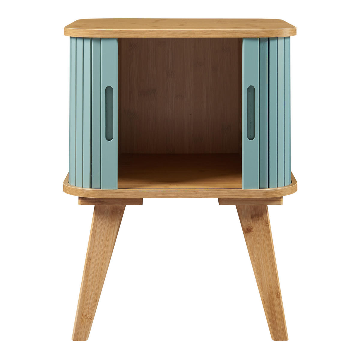 BEISTELLTISCH Tysvær - Blau/Naturfarben, Holz/Bambusholz (45/45/58.5cm) - [en.casa]
