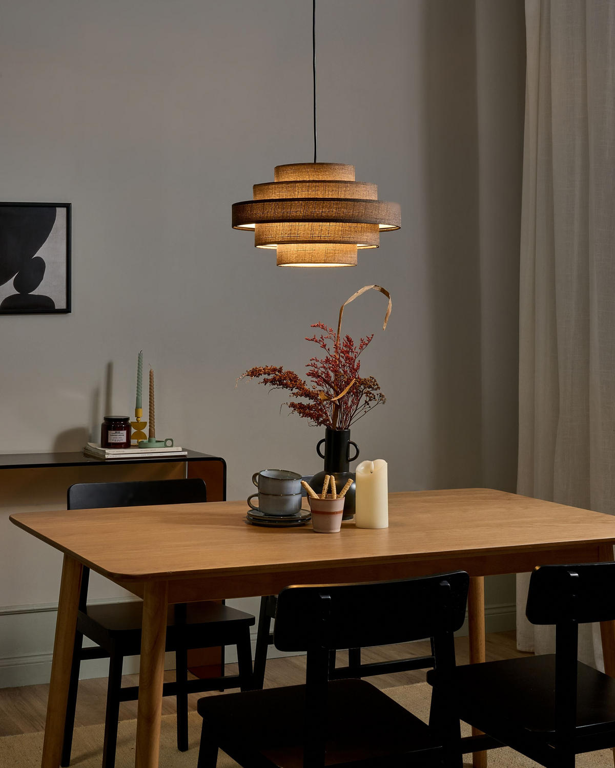 ZÁVĚSNÉ SVÍTIDLO Hnědé Erebato - hnědá, textil (40/40/80cm) - Beliani