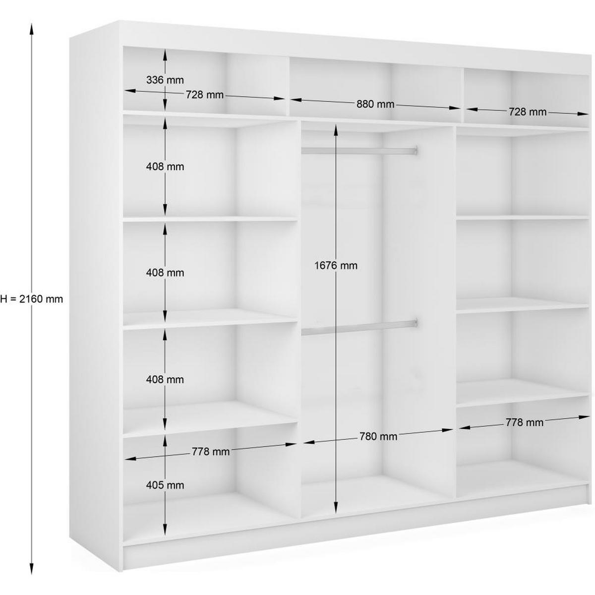 SCHWEBETÜRENSCHRANK Mario 240/216/61 schwarz - Schwarz, Holzwerkstoff (240/216/61cm) - Beautysofa
