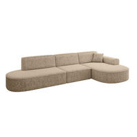 ECKSOFA Ottomane Rechts MARI-L2 - 328x171x79 cm Braun Tissu - Schwarz/Braun, Holzwerkstoff/Kunststoff (171/328cm) - ALTDECOR