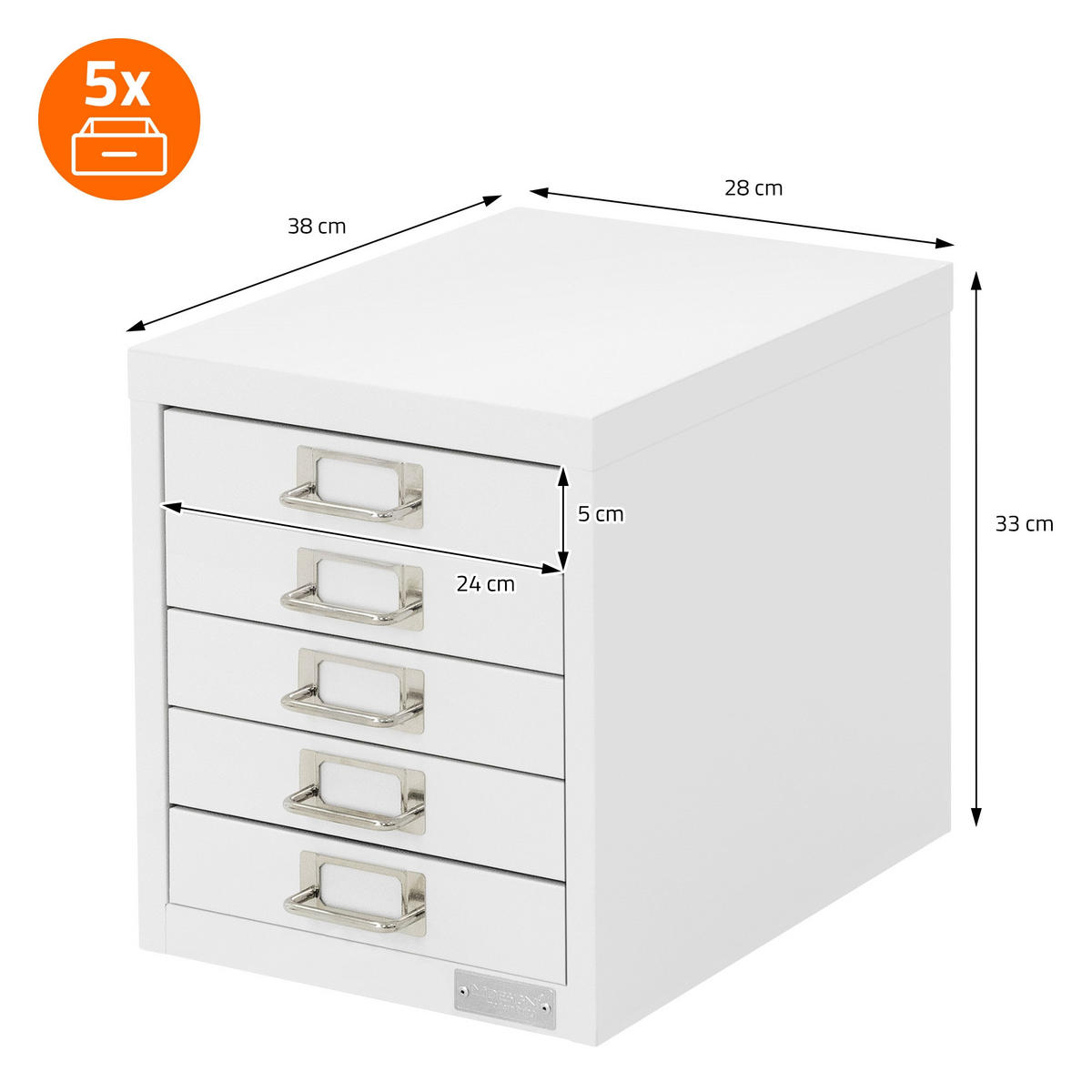 AKTENSCHRANK - Weiß, Metall (38/33/28cm) - ML-DESIGN