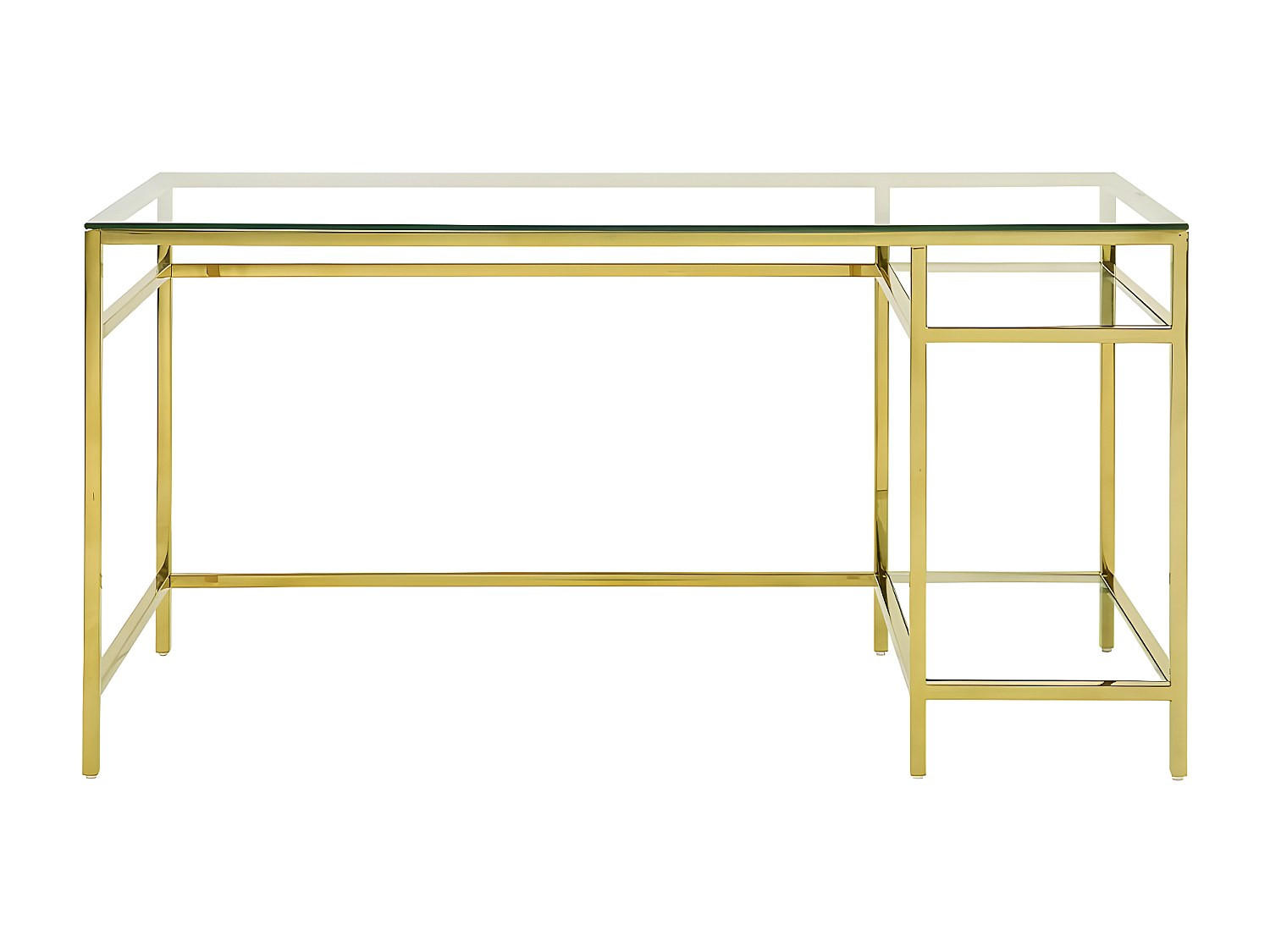 SCHREIBTISCH - 140 cmcm x 60 cmcm - Glas - Transparent, Goldfarben - TIZIO - Goldfarben, Glas (60/140/75cm) - Vente-Unique