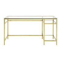 SCHREIBTISCH - 140 cm x 60 cm - Glas - Transparent, Goldfarben - TIZIO - Goldfarben, Glas (60/140/75cm) - Vente-Unique