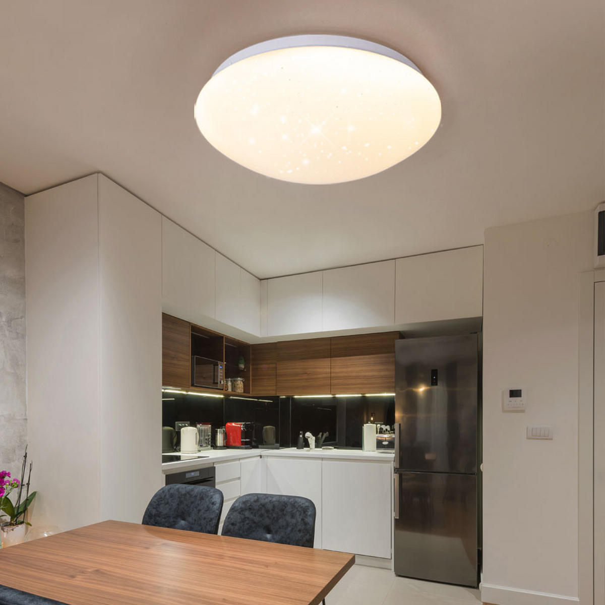 LED DECKENLEUCHTE Weiß Sternenhimmel Effekt - Weiß, Metall (29/9.2/9.5cm)