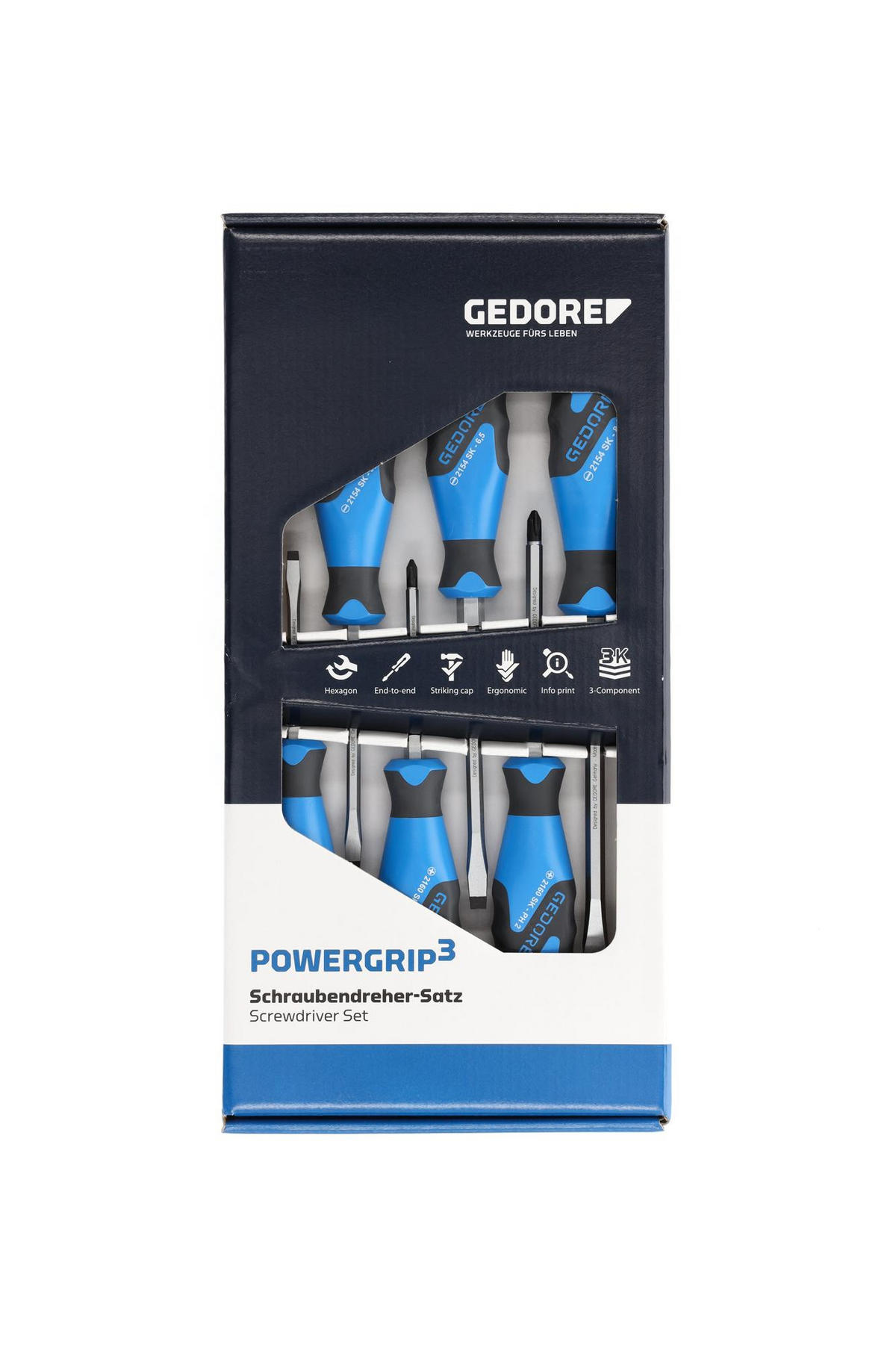 SK 2154 PH-06 3K-SCHRAUBENDREHER-SATZ MIT SCHLAGKAPPE 6-TEILIG - Multicolor, Kunststoff/Metall (18/36cm) - Gedore