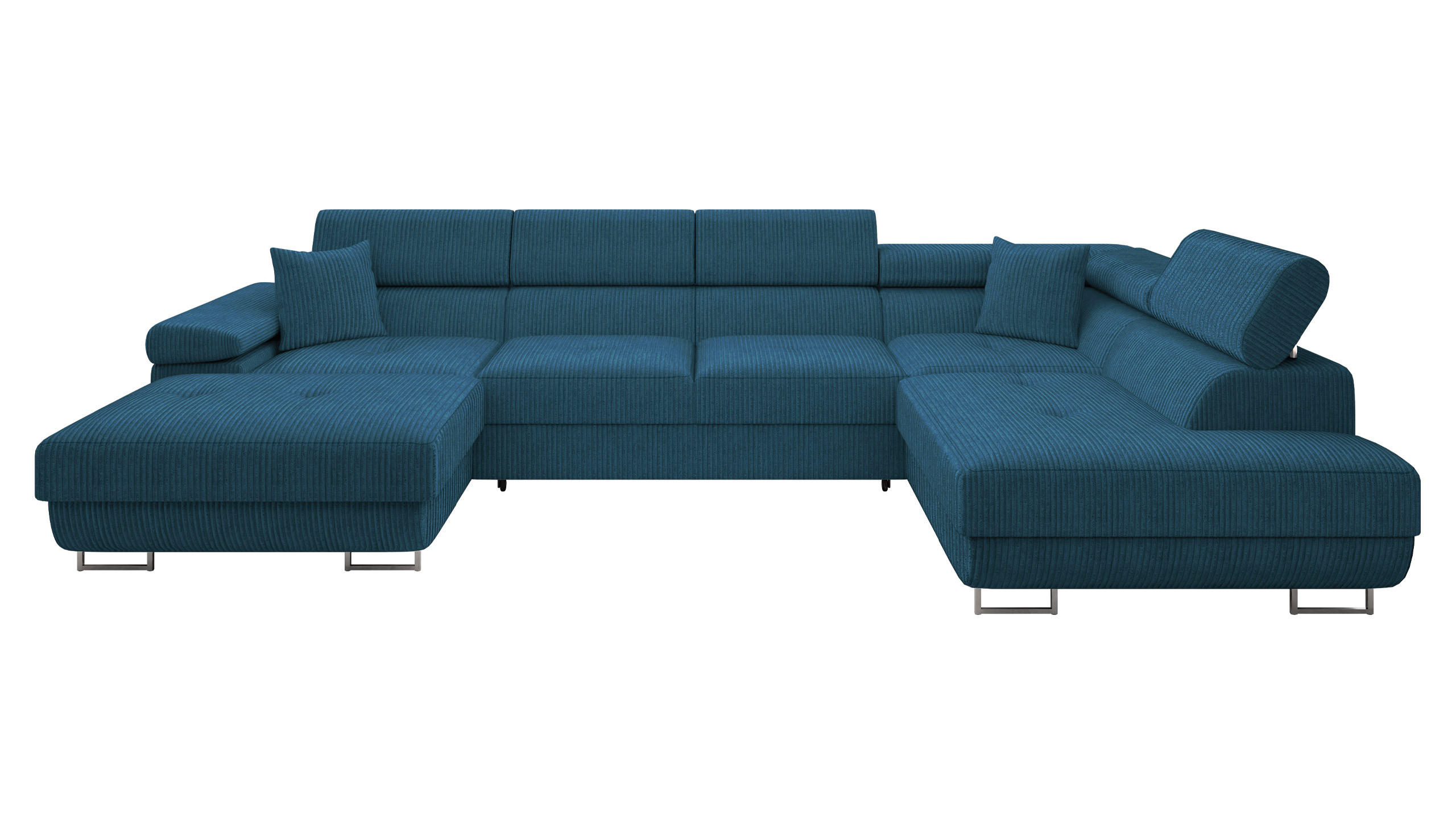WOHNLANDSCHAFT Torezio Bis Cord, Seite: Rechts - Blau, Holz/Textil (346/90/203cm) - MIRJAN24