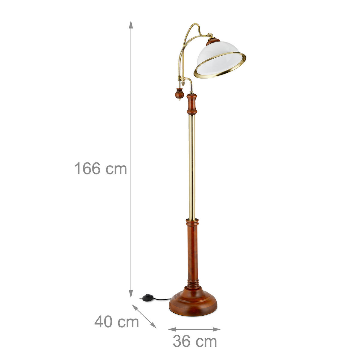 STEHLAMPE - Multicolor, Glas/Holz (36/40/166cm) - Relaxdays