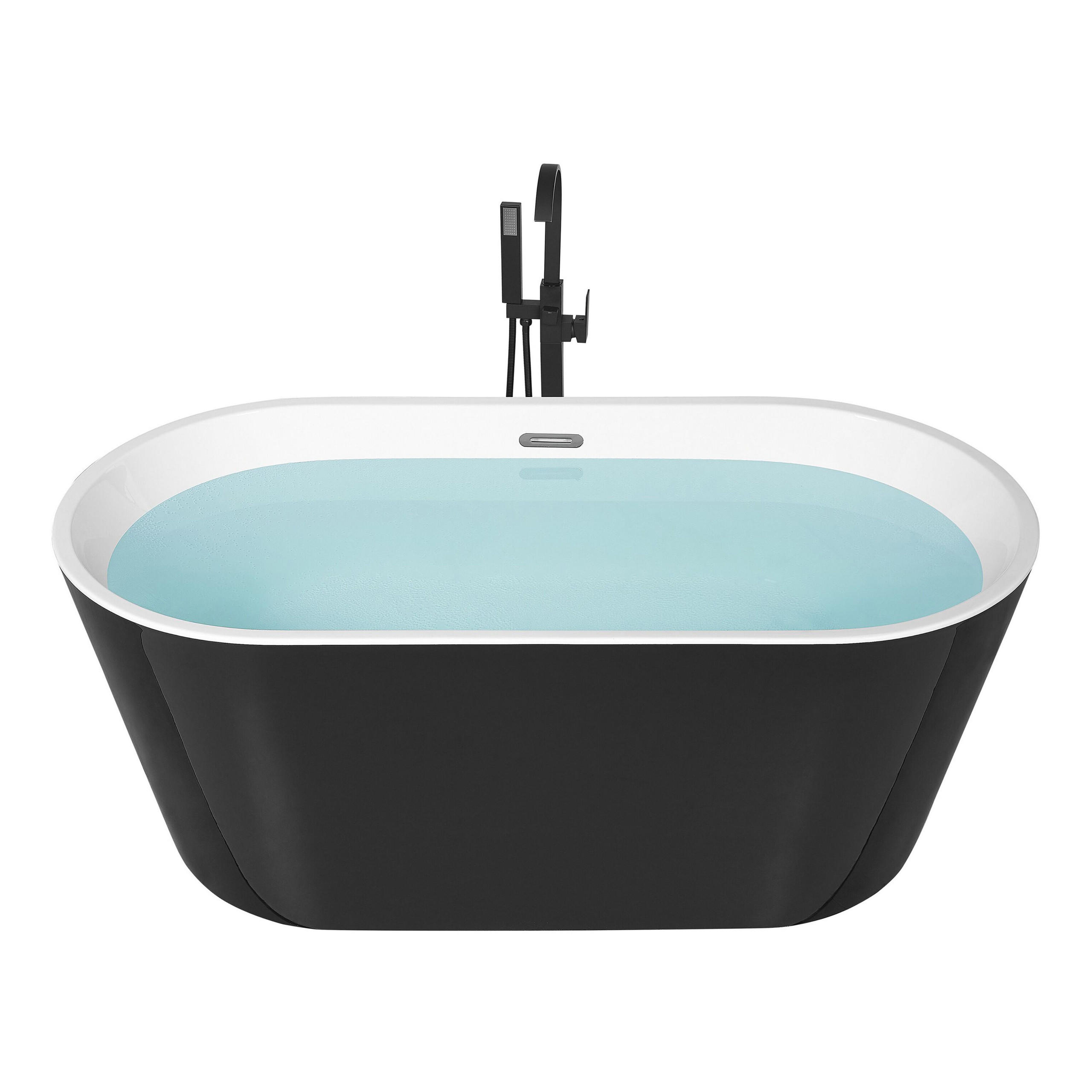 BADEWANNE FREISTEHEND 80x160x58 cm schwarz Havana - Schwarz, Kunststoff (80/58/160cm) - Beliani