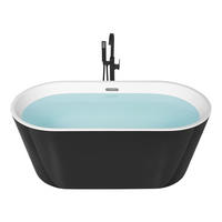 BADEWANNE FREISTEHEND 80x160x58 cm schwarz Havana - Schwarz, Kunststoff (80/58/160cm) - Beliani