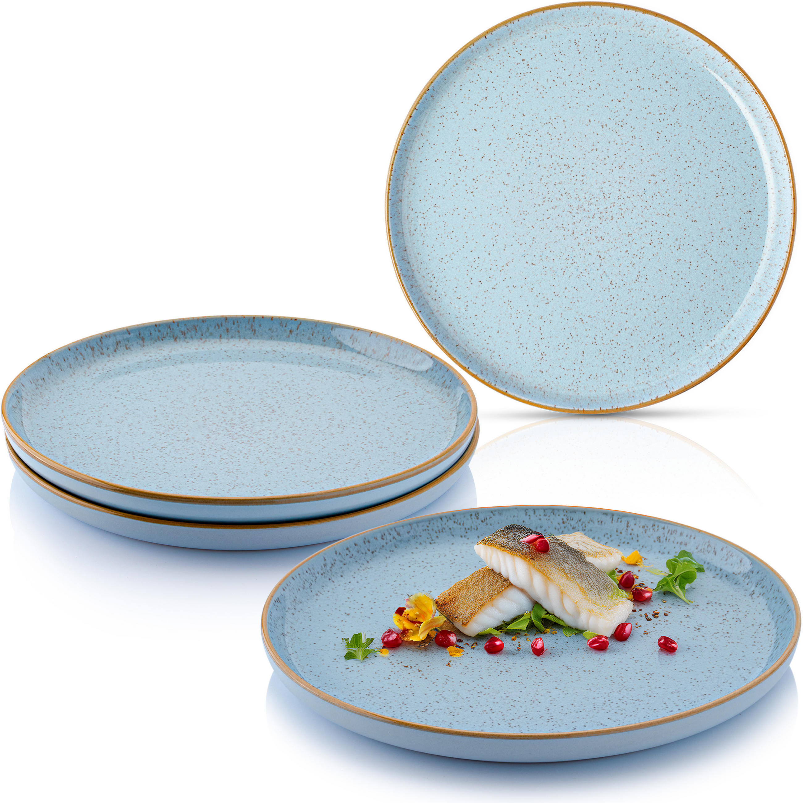 SPEISETELLER RIO LAGUNE - 4 teilig aus Steingut - Blau, Keramik (13cm) - Sänger