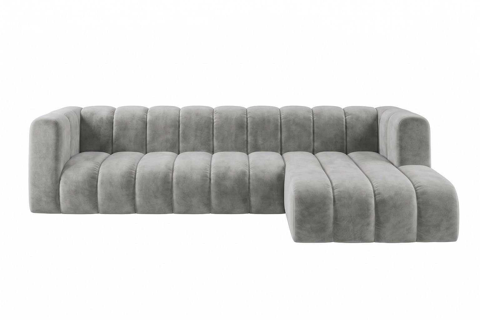 ECKSOFA Modulares In L-Form, Velvet-Stoff Riviera, Grau, Rechts, GRAND 318 cm - Grau, Holz (318/179cm) - Kaiser Möbel
