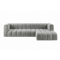 ECKSOFA Modulares In L-Form, Velvet-Stoff Riviera, Grau, Rechts, GRAND 318 cm - Grau, Holz (318/179cm) - Kaiser Möbel