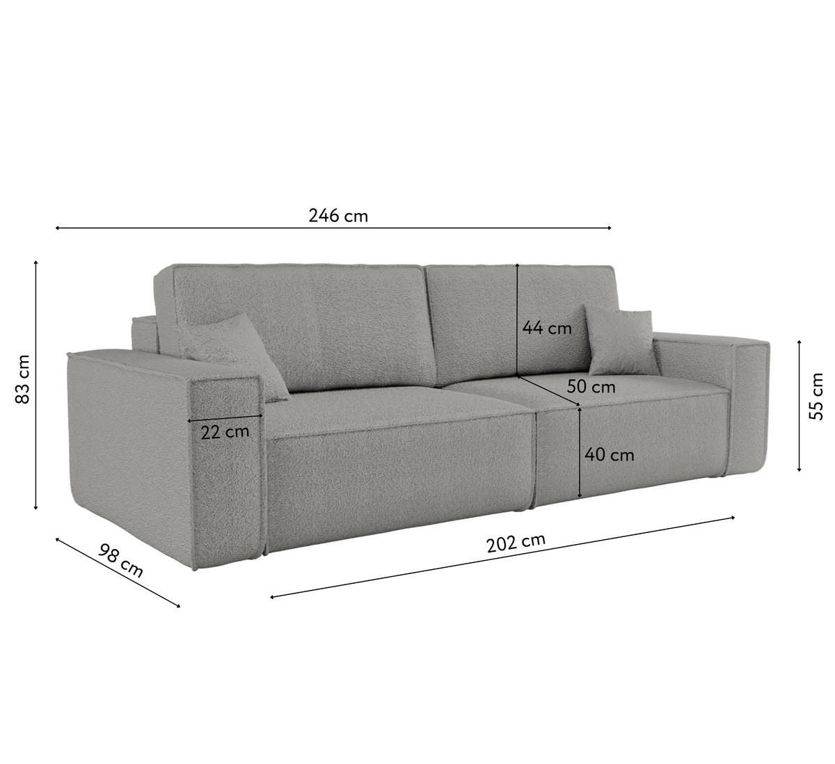 SCHLAFSOFA BEST mit Bettkasten Stoff Quelle Grau - Grau, Holz/Textil (246/83/98cm) - Kaiser Möbel