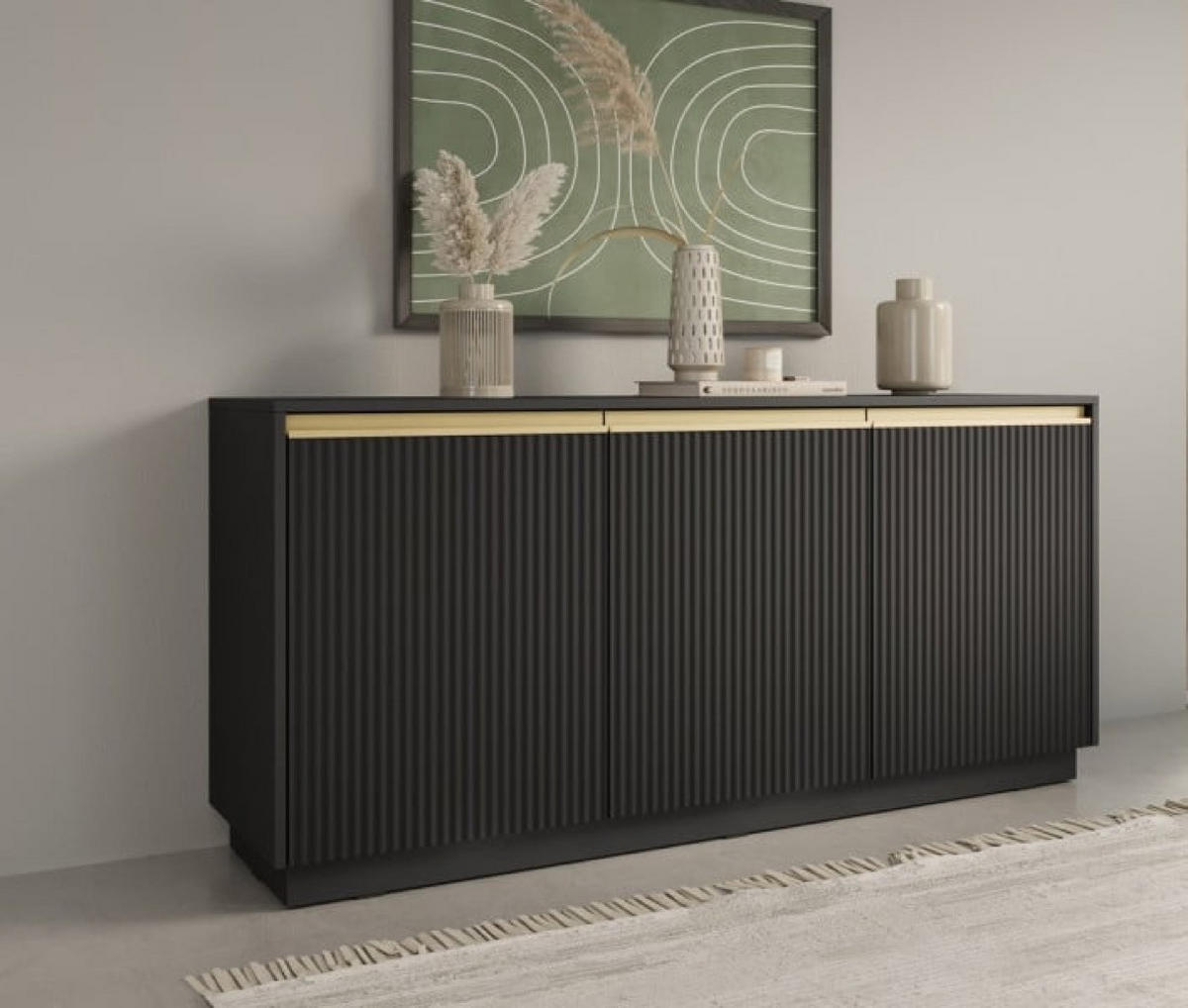 SIDEBOARD Schwarz K154 Modern - Schwarz, Holzwerkstoff (153.4/71.6/39cm) - Sepro Meble