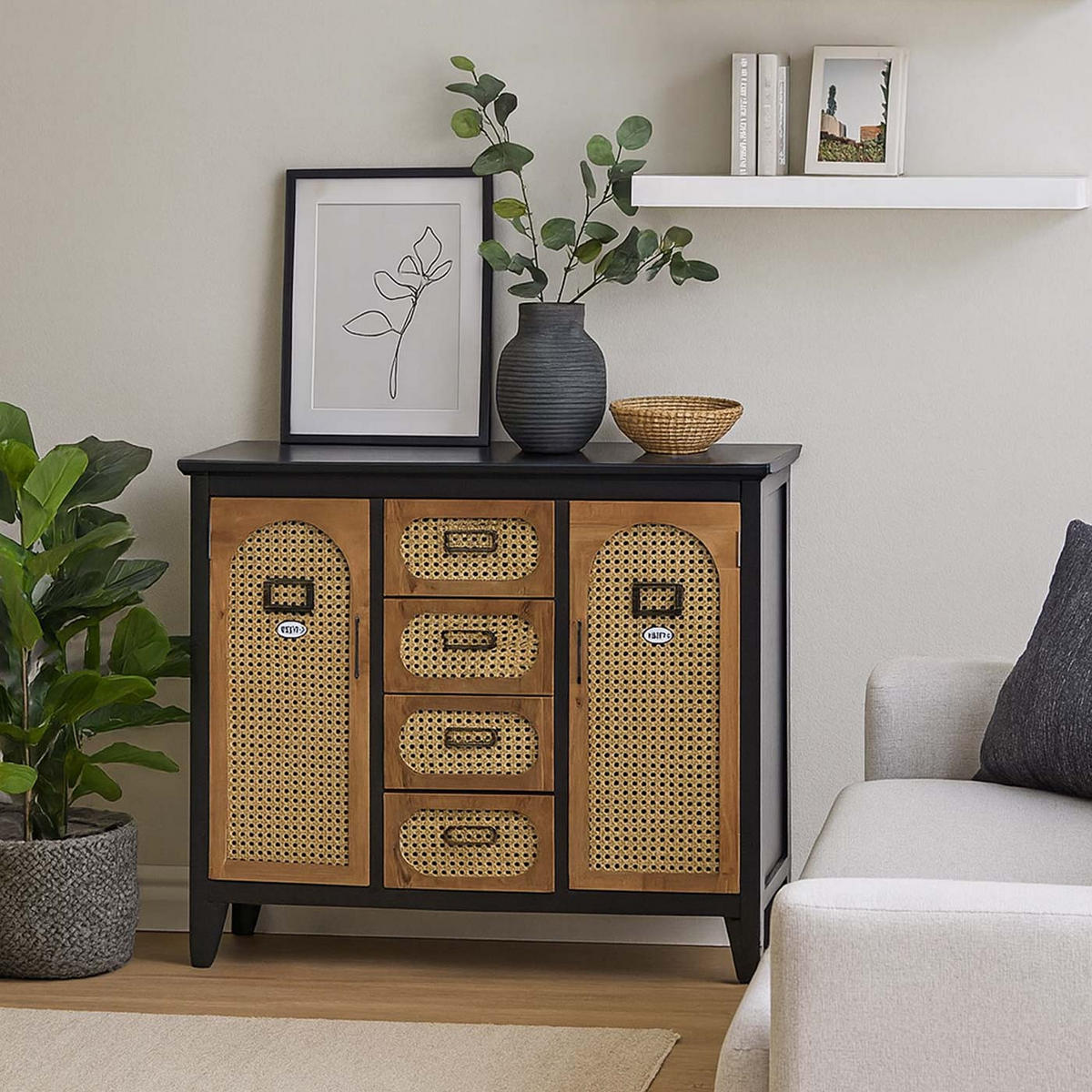 APOTHEKERKOMMODE Schwarz, Braun - Schwarz/Braun, Holz (91/80/40cm) - MCW
