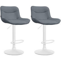 BARHOCKER 2er Set Vulcano Kunstleder weiß grau - Weiß/Grau, Kunststoff/Metall (49/106/51cm) - TPFLiving