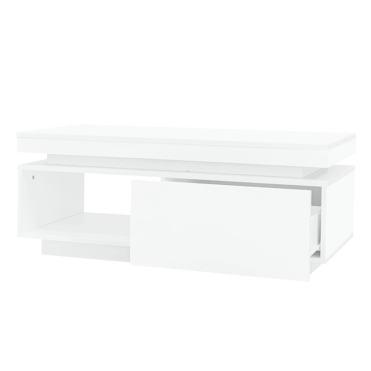 KLUBSKA miza 100/50/40,3 cm z LED osvetlitvijo in predalom, Bela - bela, leseni material (100/50/40.3cm) - Redom