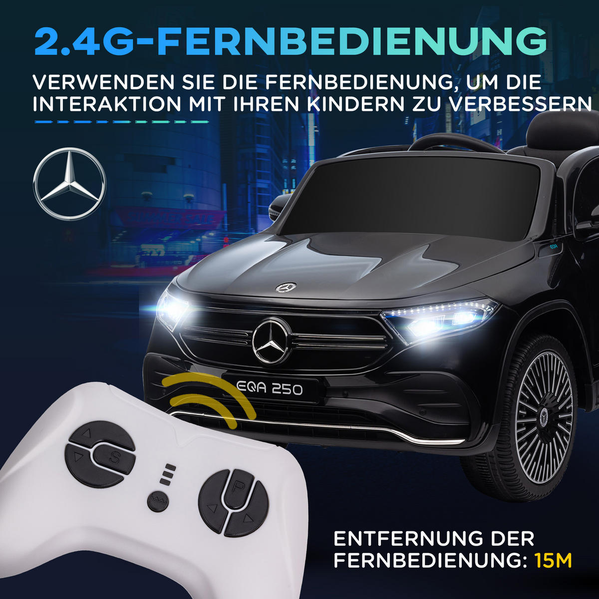 KINDER ELEKTROAUTO, Schwarz/Weiß, Kunststoff+ Metall - Schwarz, Metall (111.5/69/52.5cm) - HOMCOM