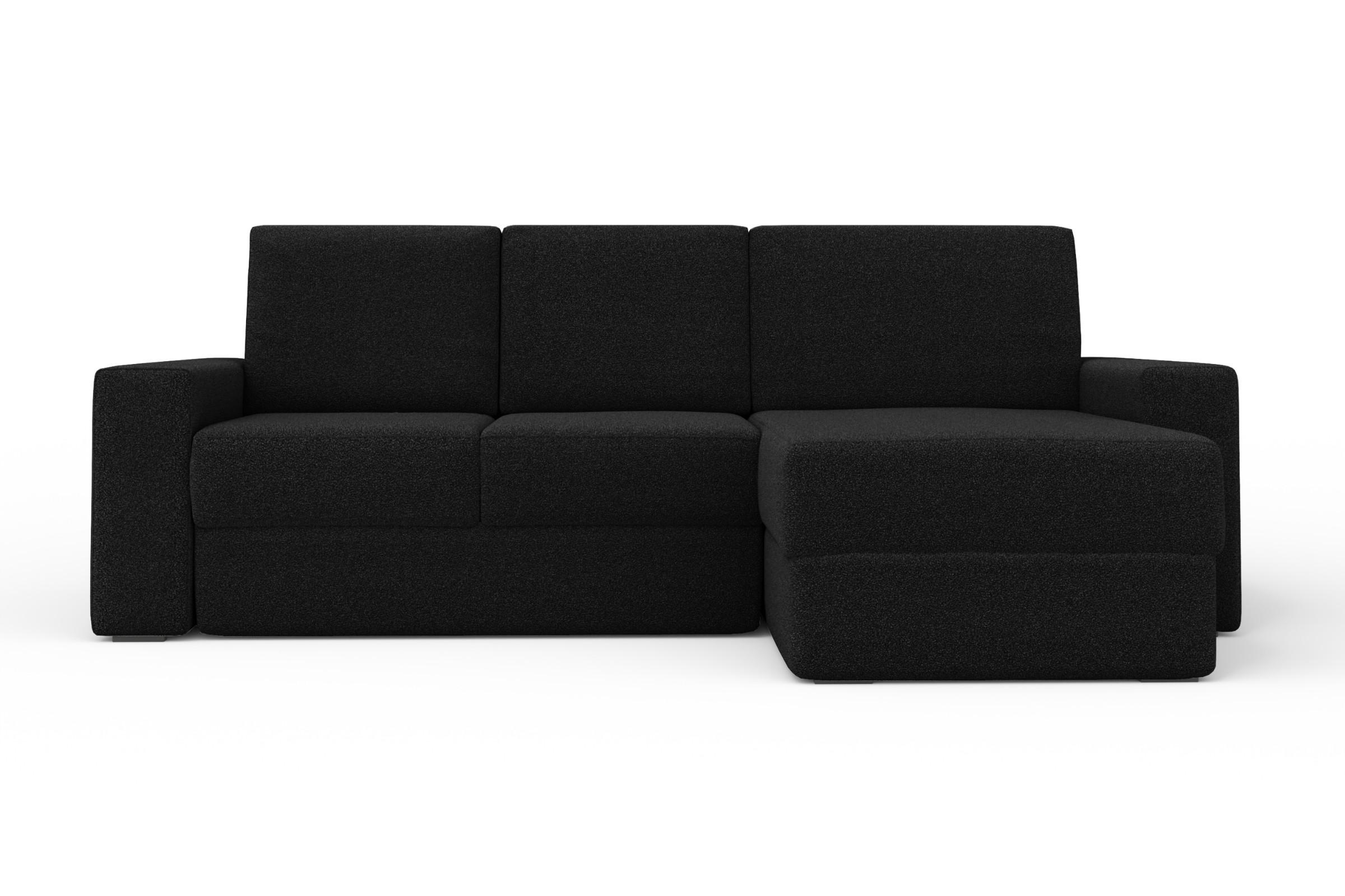 ECKSOFA TOCO L 240x145 cm in Boucle Schwarz rechts - Schwarz, Holz/Holzwerkstoff (240/145cm) - Deine Möbel 24