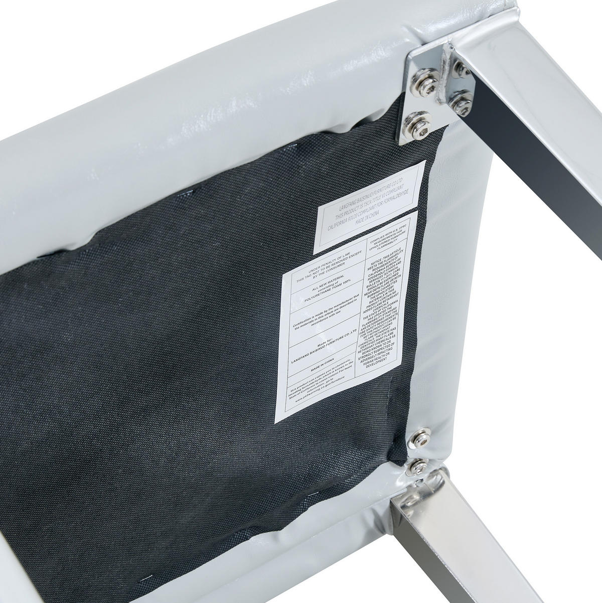 ESSZIMMERSTUHL 2er-Set 90 cm PU-Leder Hellgrau Silber - Hellgrau, Metall (47/90/41.1cm) - Meubliv