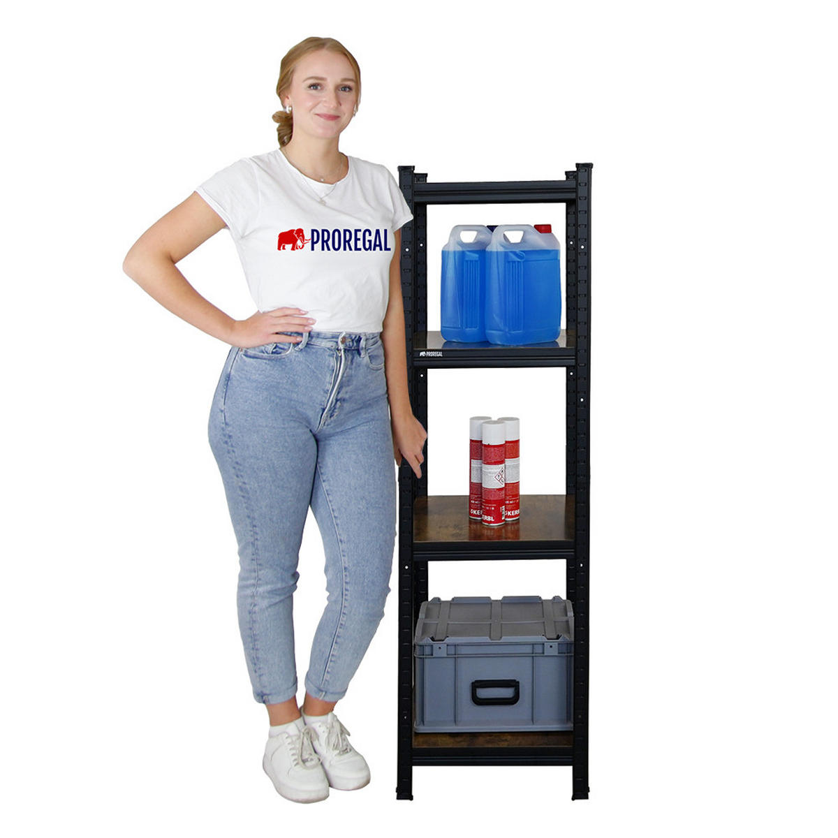 SCHWERLASTREGAL Vintage Series Ragnar für Gesamtlast 400 kg Maße: 150x45x45cm Vintagebraun-Schwarz - Dunkelbraun, Metall (45/150/45cm) - PROREGAL