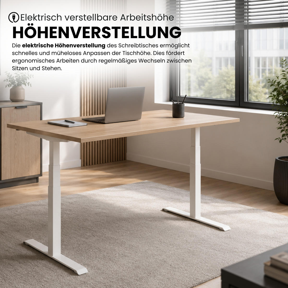 SCHREIBTISCH elektrisch 80/180/74 cm in Eichefarben/Graphitfarben - Eichefarben/Graphitfarben, Holzwerkstoff (80/180/74cm) - bümö
