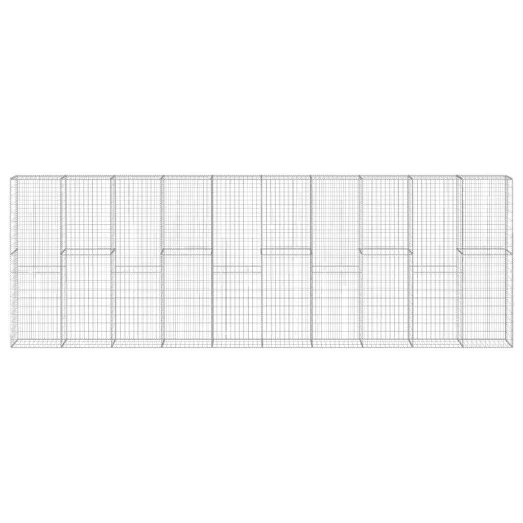 GARTENZAUN, Gabionenkorb mit Abdeckung, 600/30/200 cm, aus Verzinkter Stahl - Silberfarben, Metall (30/200cm) - vidaXL