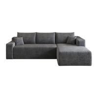 ECKSOFA 241/151/58 cm dunkelgrau aus Stoff mit Chaiselongue und ohne Montage - Dunkelgrau, Textil (151/241cm) - OKWISH