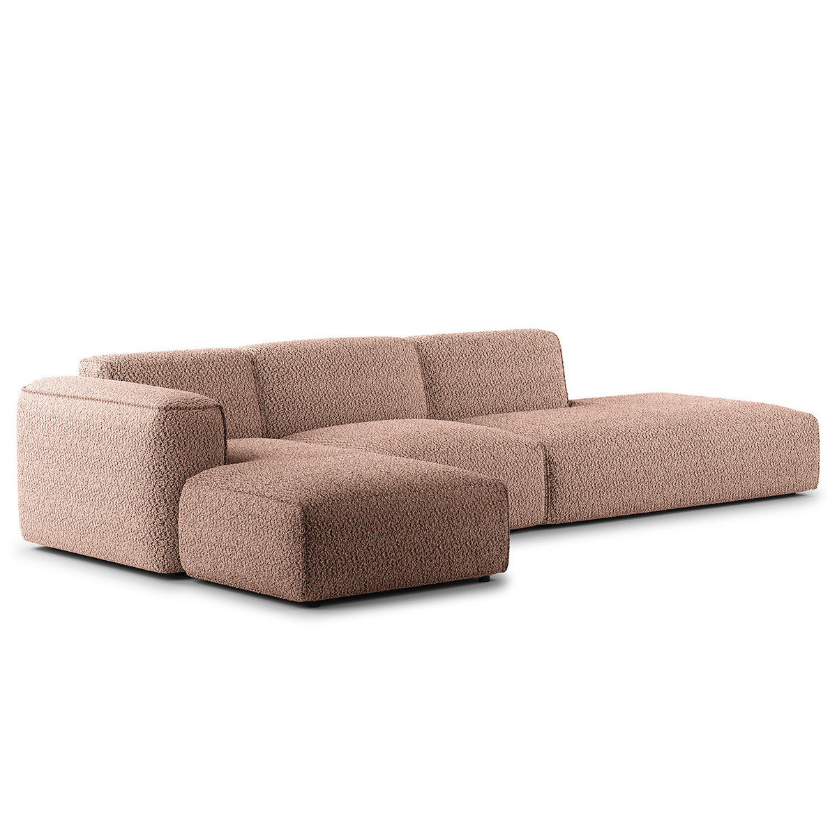 ECKSOFA mit Chaiselongue - Mauve/Schwarz, Kunststoff/Textil (290/173cm) - home24