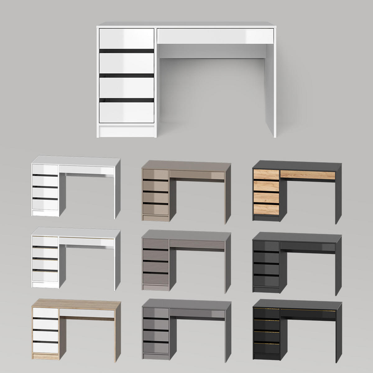 SCHMINKTISCH Imola Weiß/Sonoma mit LED Spiegel und Hocker - Weiß/Sonoma Eiche, Holzwerkstoff (120/75/55cm) - Livinity®
