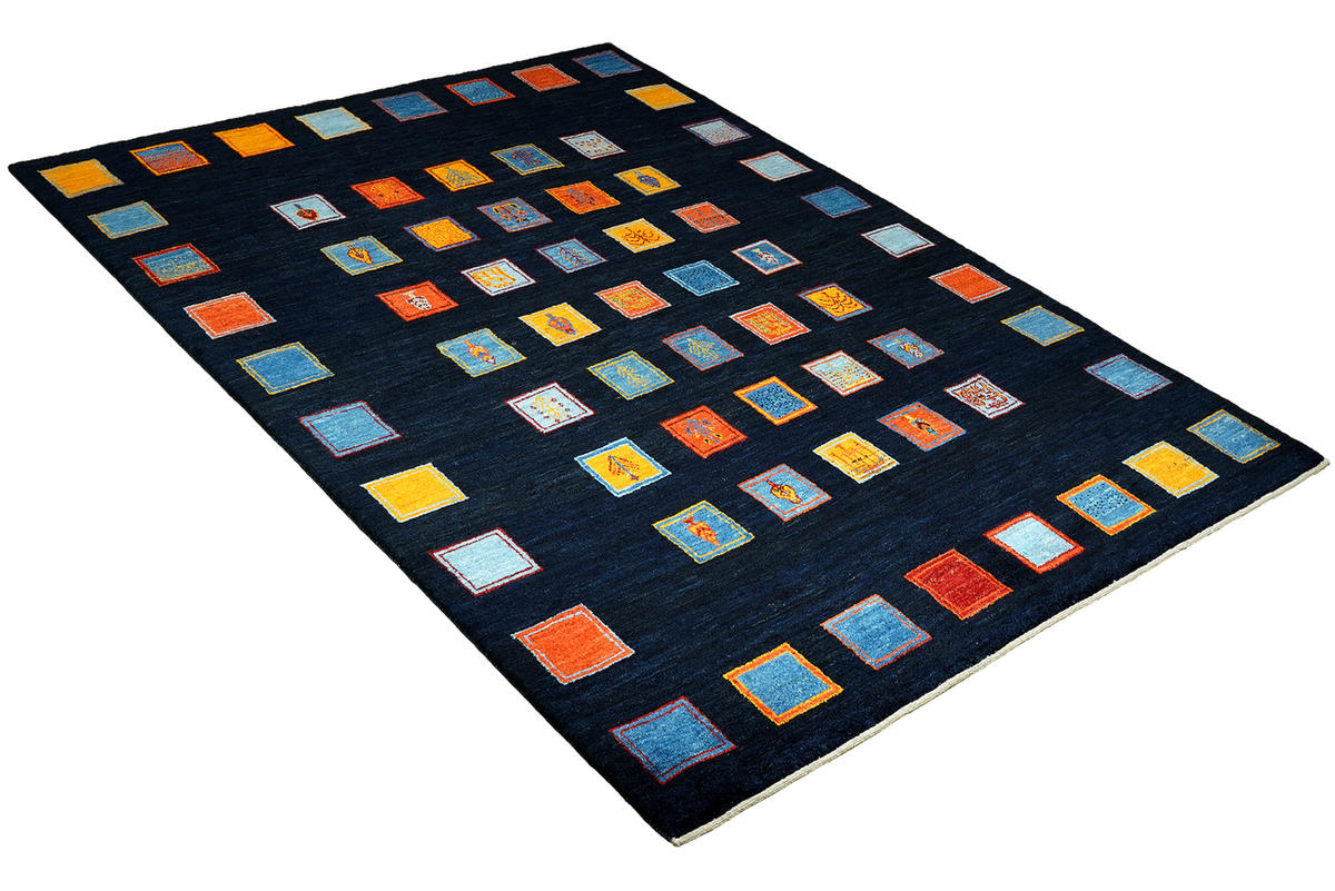 GABBEH-TEPPICH handgeknüpft Rizbaf Blau 235/180 cm Schurwolle - Blau, Textil (180/235cm) - Looma