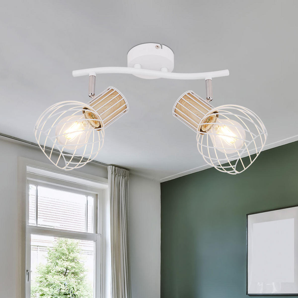 LED DECKENLEUCHTE LUISE Metall Weiß - Weiß, Metall (29.6/23/18.5cm) - Globo Lighting