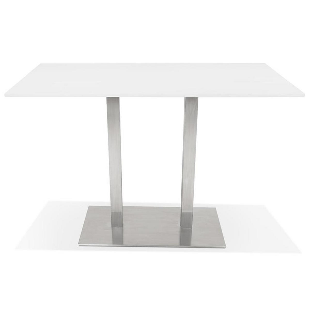 DESIGNER-STEHTISCH Holzplatte und gebürsteter Stahl KORALO BAR, Weiß 160x80x100 cm - Silberfarben/Weiß, Holzwerkstoff/Metall (160/100/80cm) - KADIMA DESIGN