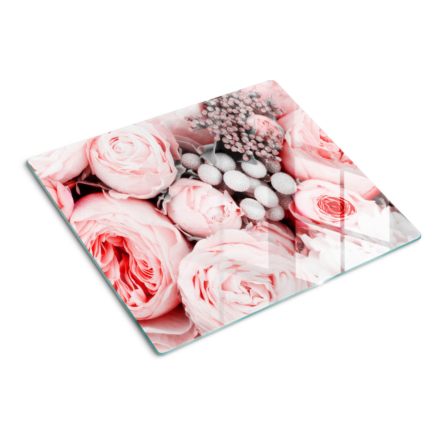 GLASPLATTE 60x52 cm Blumenstrauß - Pink, Glas (60/0.4/52cm) - TULUP