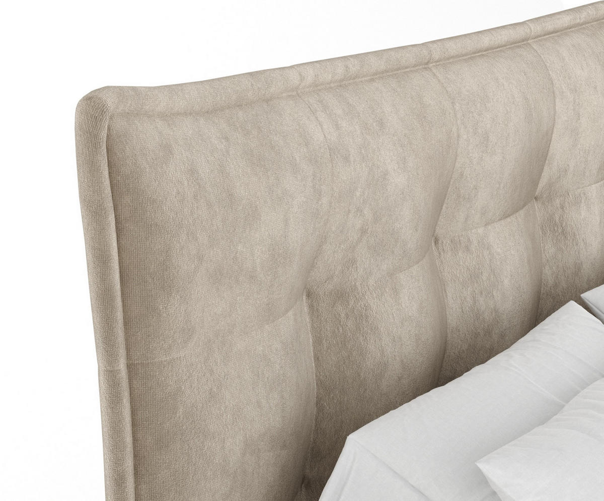 BOXSPRINGBETT Minori Beige 200/200 cm mit Latex-Topper - Beige/Silberfarben, Holz/Holzwerkstoff (200/200cm) - Maison de Reve