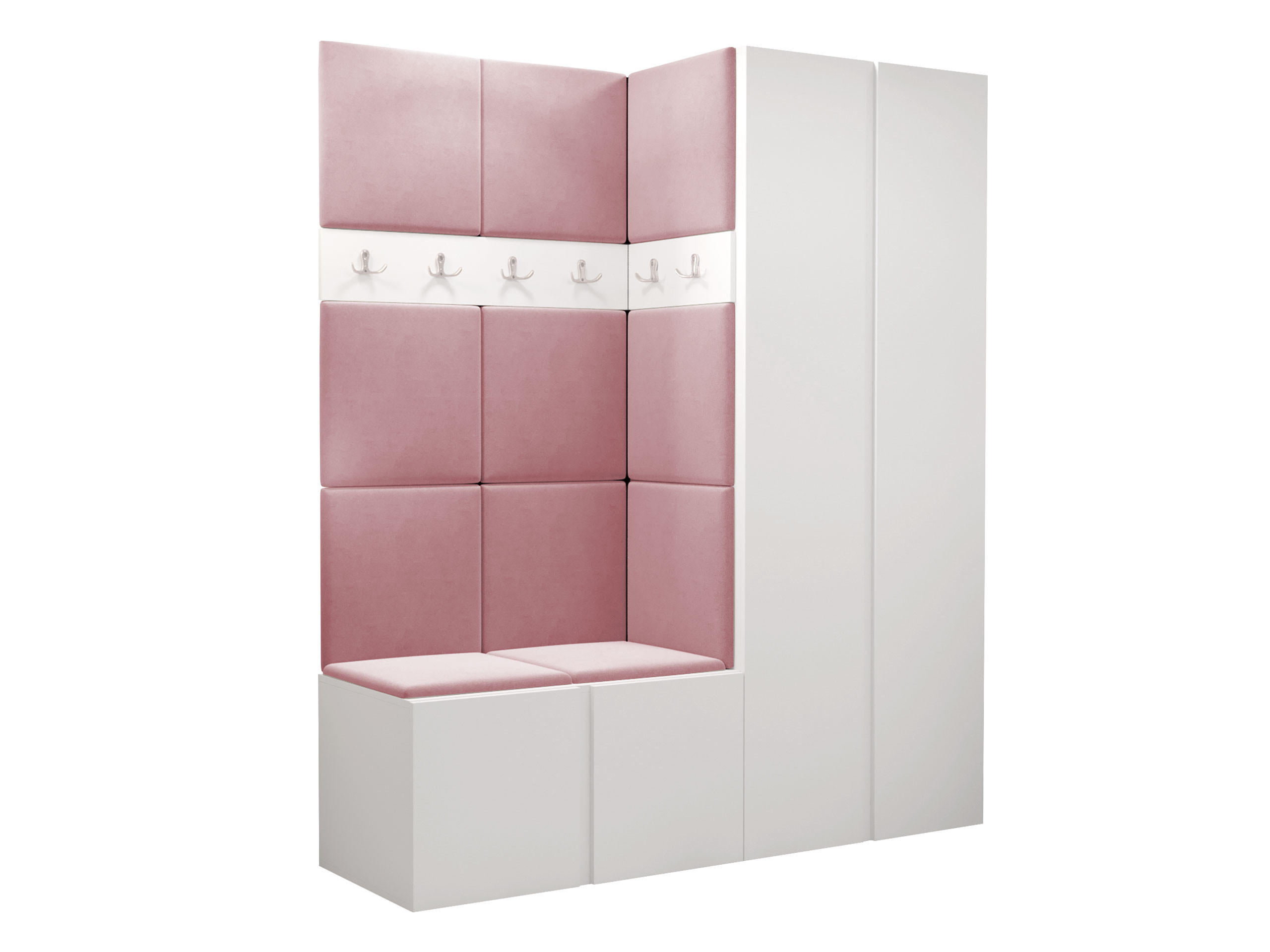 GARDEROBEN-SET Orion III - Weiß/Rosa, Holzwerkstoff/Kunststoff (158/186/46cm) - MIRJAN24