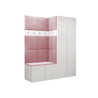 GARDEROBEN-SET Orion III - Weiß/Rosa, Holzwerkstoff/Kunststoff (158/186/46cm) - MIRJAN24