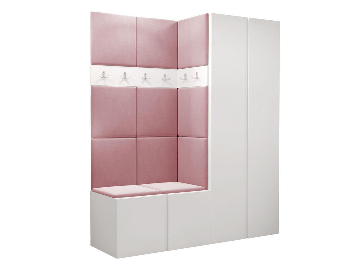 GARDEROBEN-SET Orion III - Weiß/Rosa, Holzwerkstoff/Kunststoff (158/186/46cm) - MIRJAN24