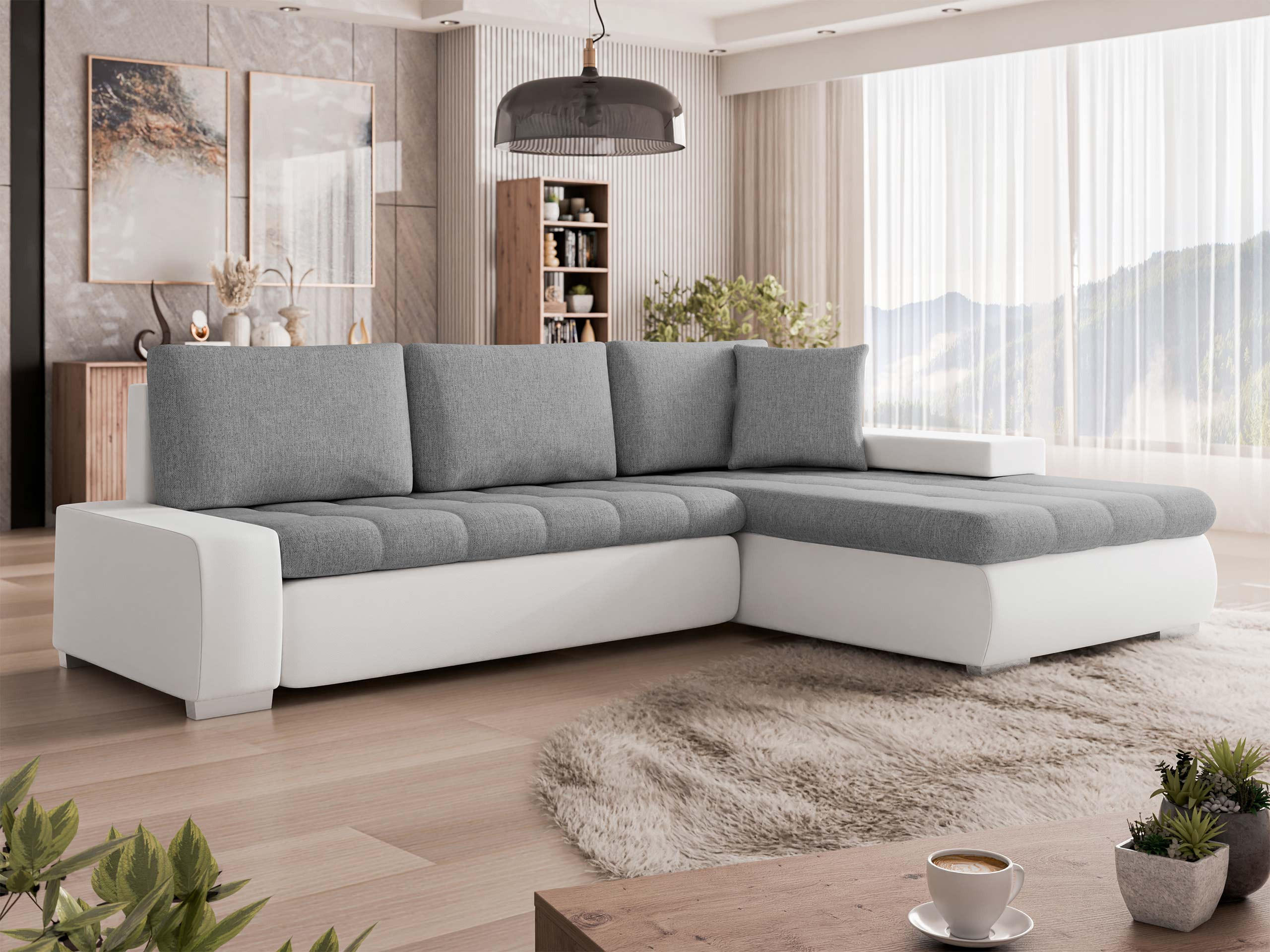 Thumbnail - Mirjan24 Ecksofa, Weiß, Grau, Textil, 5-Sitzer, L-Form,Rechteckig, 265x185 cm, Wohnzimmer, Sofas & Couches, Wohnlandscha...