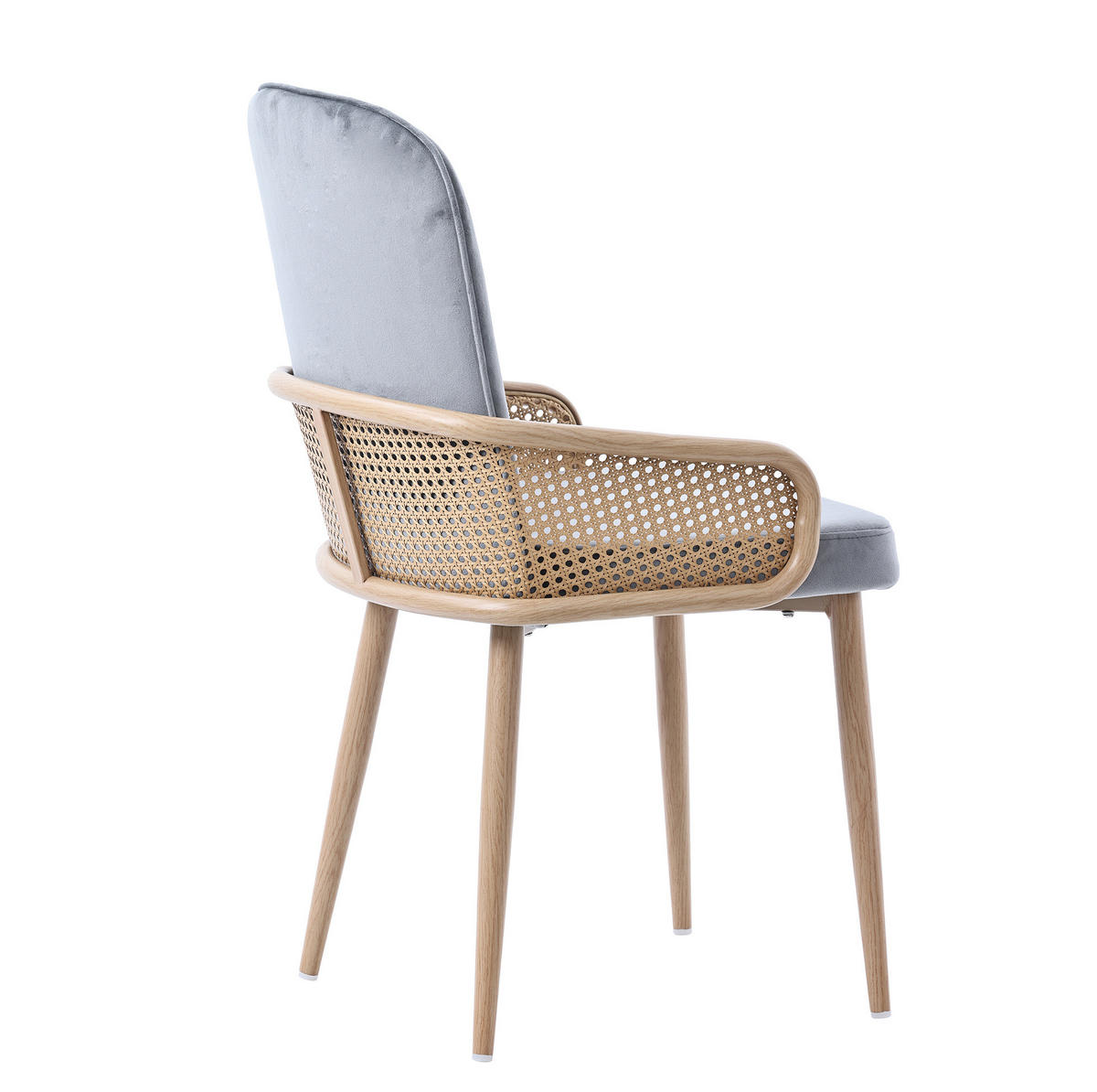 ESSZIMMERSTUHL 4er-Set Samt Rattan-Design Grau - Grau, Holz (45/90/45cm) - Meubliv