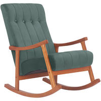 SCHAUKELSTUHL Samt Walnuss/Grün - Walnussfarben/Grün, Holz/Textil (62/98/92cm) - CLP