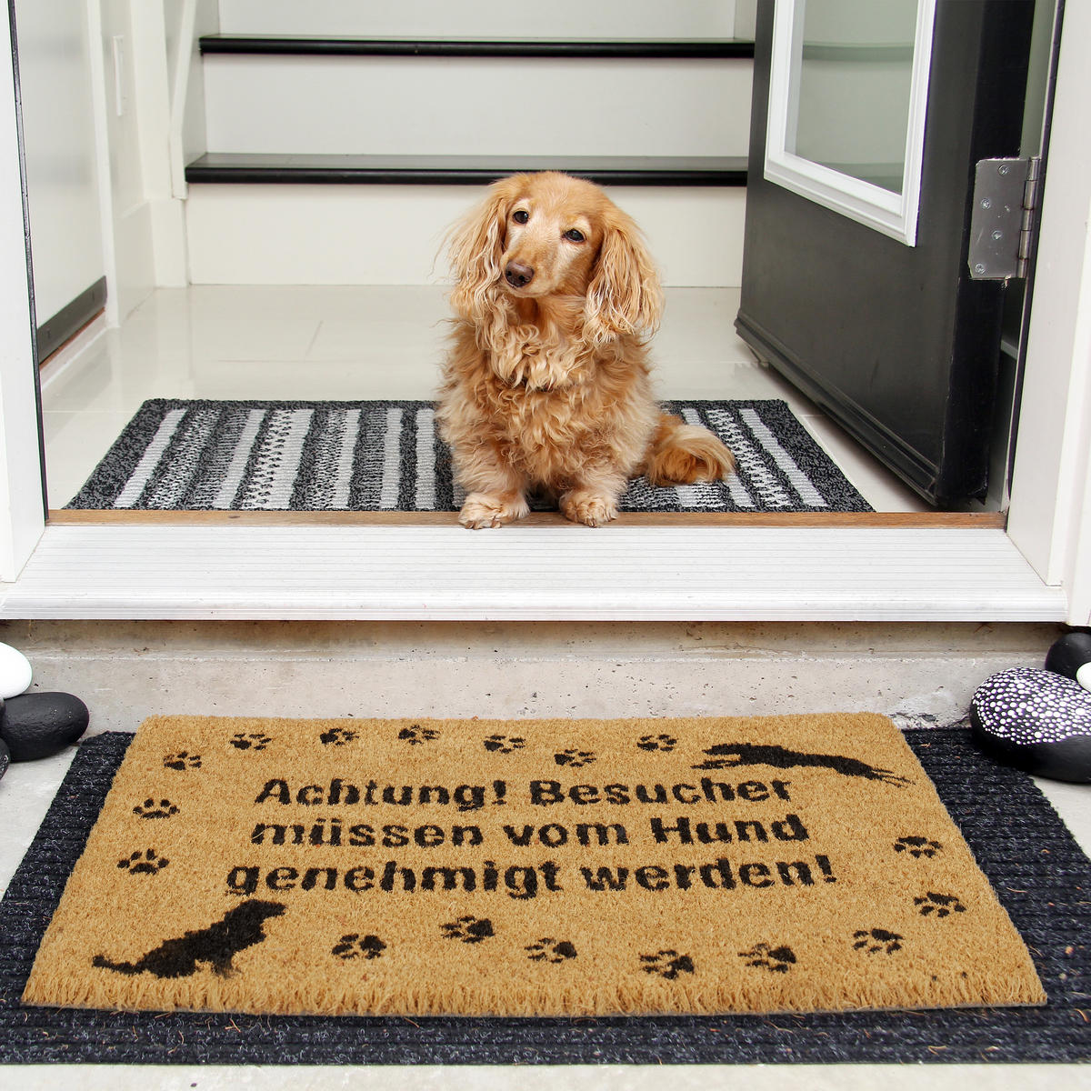 FUßMATTE - Hellbraun, Kunststoff/Textil (60/40cm) - Relaxdays