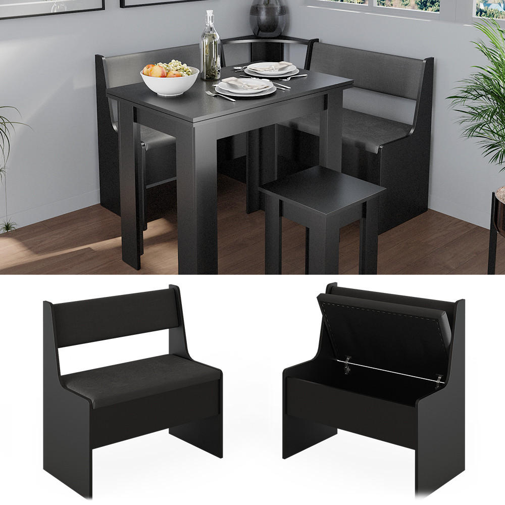 ESSZIMMER-BANK Roman Schwarz 76.6 x 41.5 cm - Schwarz, Holzwerkstoff (41.5/80/76.6cm) - Vicco