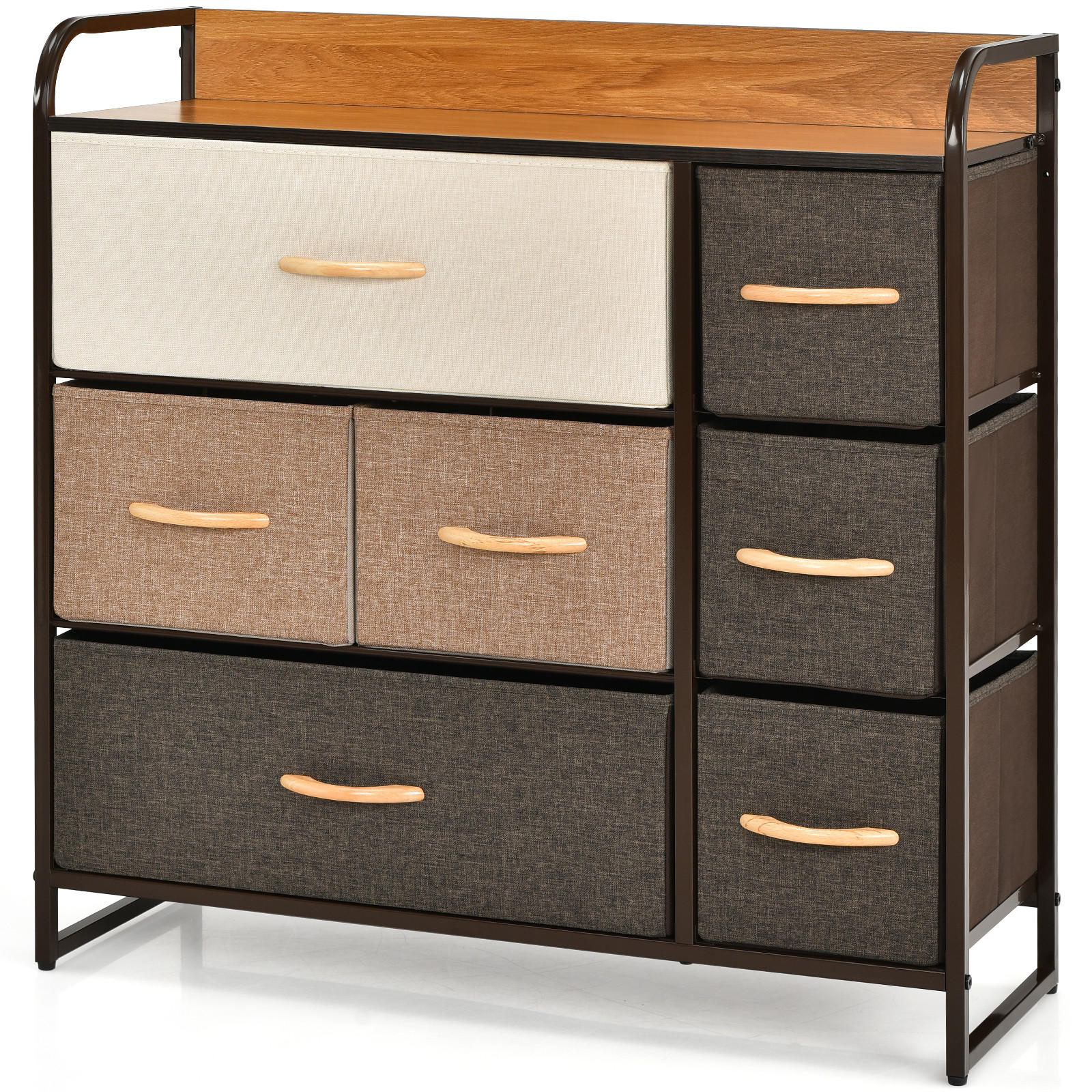 KOMMODE mit 7 Schubladen Braun - Braun, Holz (29/79/80cm) - COSTWAY