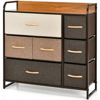 KOMMODE mit 7 Schubladen Braun - Braun, Holz (29/79/80cm) - COSTWAY