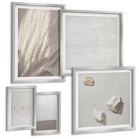BILDER SET 5er Set - 50x50 cm & 20x30 cm & 40x60 cm Silberner Rahmen - Zarte Boho-Texturen der Natur - Silberfarben, Kunststoff (40/60cm) - TULUP