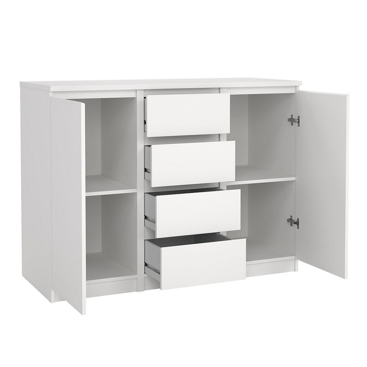 SIDEBOARD, Naia, Weiß, Holzwerkstoff, 121 x 50 x 91 cm - Weiß, Holzwerkstoff (121/91/50cm) - ebuy24