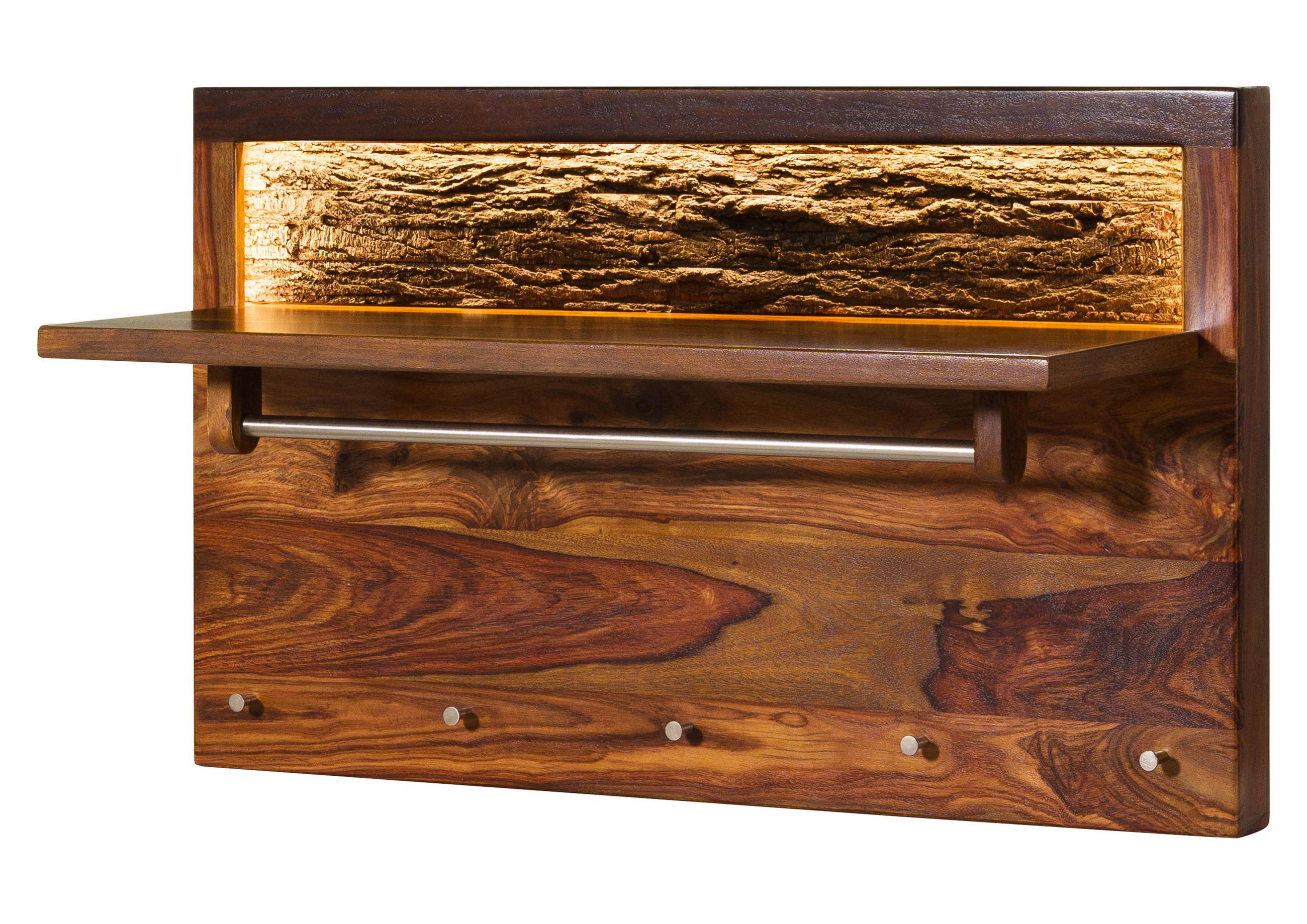 WANDGARDEROBE Sheesham 100x35x60 walnuss gewachst TORONTO LUX #276 - Dunkelbraun, Holz (100/60/35cm) - Massivmoebel24